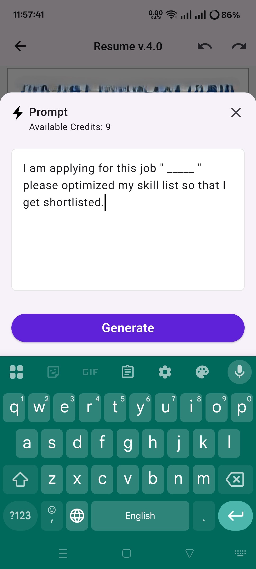 Curriculo AI Resume Builder on phone