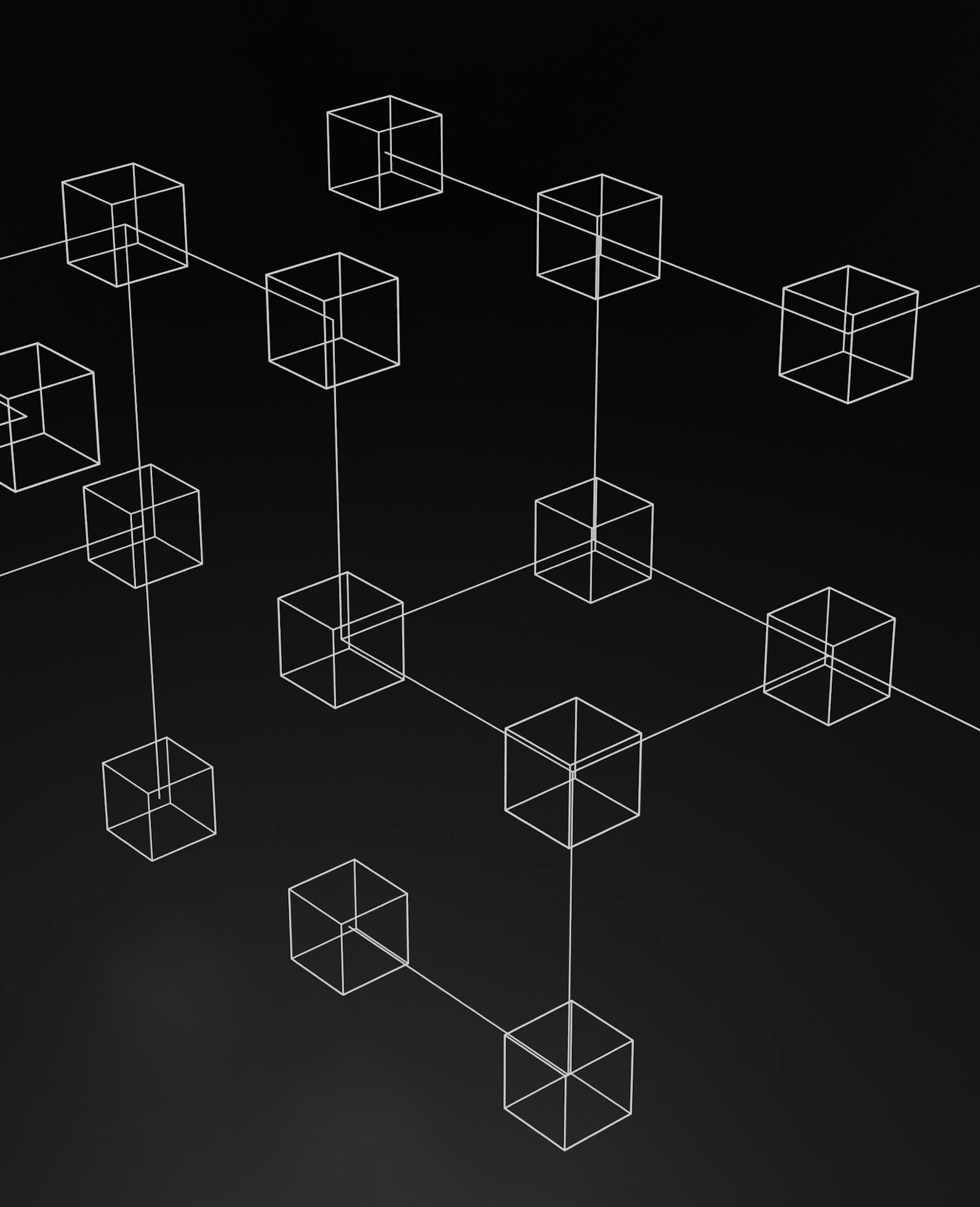 Abstract wireframe network nodes representing AI agent architecture and LLM orchestration