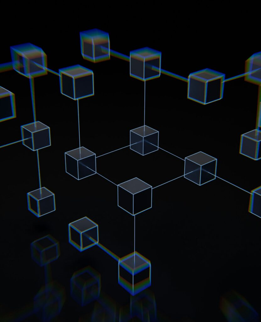 Abstract 3D visualization of connected neural network nodes representing convolutional neural network architecture